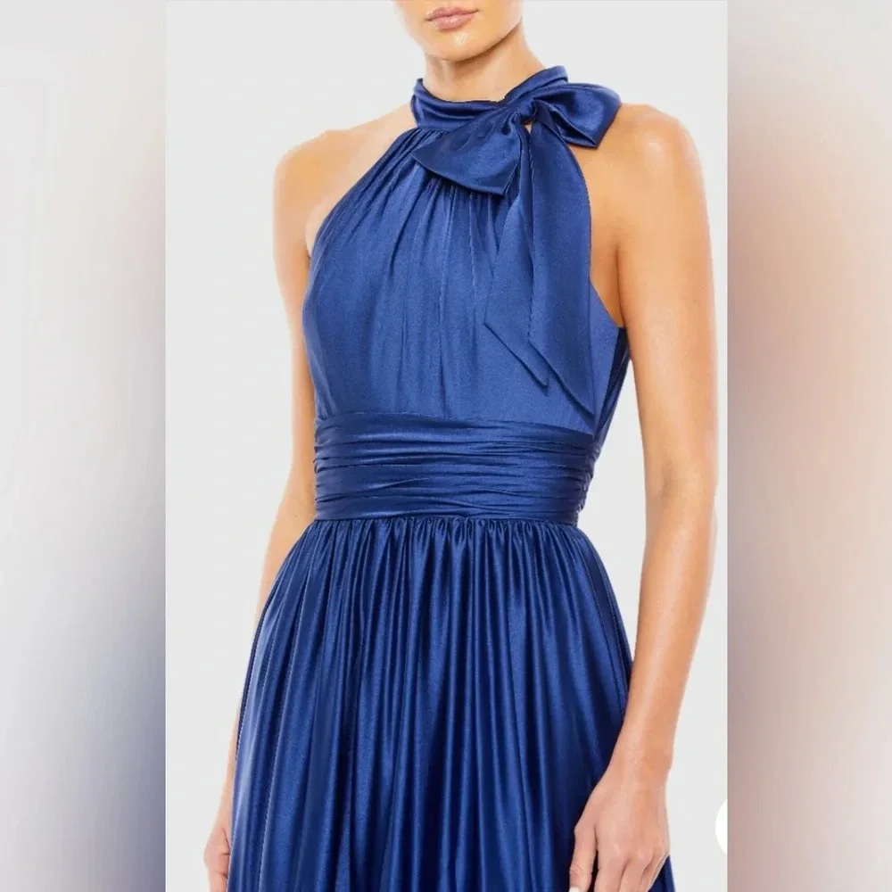 Mac Duggal Ruffle Halter Dress Saphire size 4 NWT - Picture 4 of 9